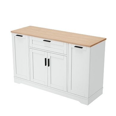 Trikiousd Sideboard Kitchen Island Buffet Storage Cabinet with Pull-Out Rack
