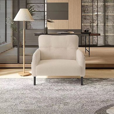 Trikiousd Corduroy Accent Chair Wide Single Sofa Chair with Side Pockets