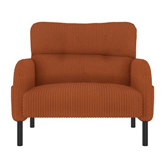 Trikiousd Corduroy Accent Chair Wide Single Sofa Chair with Side Pockets