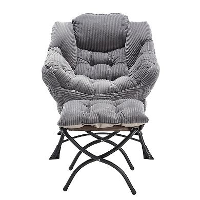 Trikiousd Lazy Chair with Ottoman Modern Lounge Accent Chair with Side Pocket