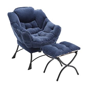 Trikiousd Lazy Chair with Ottoman Modern Lounge Accent Chair with Side Pocket