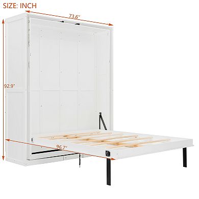 Trikiousd Rotating Queen Size Murphy Bed Wall Bed with Hidden Storage Racks