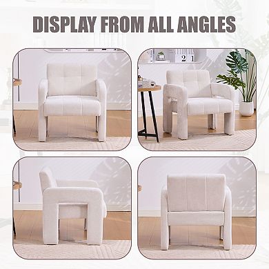 Trikiousd Modern Minimalist Armchair Upholstered Accent Chair Chenille Lounge Chair