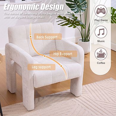 Trikiousd Modern Minimalist Armchair Upholstered Accent Chair Chenille Lounge Chair