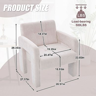 Trikiousd Modern Minimalist Armchair Upholstered Accent Chair Chenille Lounge Chair