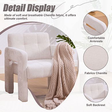 Trikiousd Modern Minimalist Armchair Upholstered Accent Chair Chenille Lounge Chair