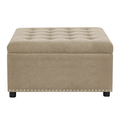 Trikiousd Storage Ottoman Nailhead Trim Ottoman Square Upholstered Footstool Coffee Table