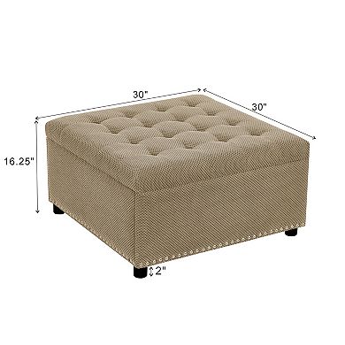 Trikiousd Storage Ottoman Nailhead Trim Ottoman Square Upholstered Footstool Coffee Table