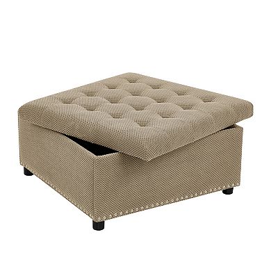 Trikiousd Storage Ottoman Nailhead Trim Ottoman Square Upholstered Footstool Coffee Table