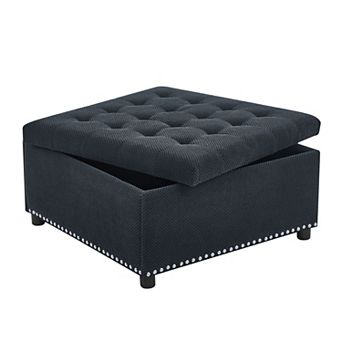 Trikiousd Storage Ottoman Nailhead Trim Ottoman Square Upholstered Footstool Coffee Table