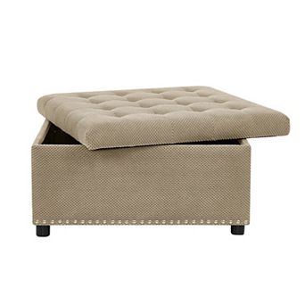 Trikiousd Storage Ottoman Nailhead Trim Ottoman Square Upholstered Footstool Coffee Table