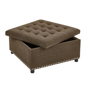 Trikiousd Storage Ottoman Nailhead Trim Ottoman Square Upholstered Footstool Coffee Table