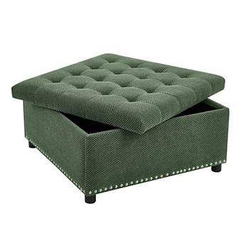 Trikiousd Storage Ottoman Nailhead Trim Ottoman Square Upholstered Footstool Coffee Table
