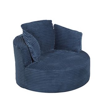 Trikiousd Compressible Corduroy Accent Chair Modern Cushioned Backrest Round Sofa