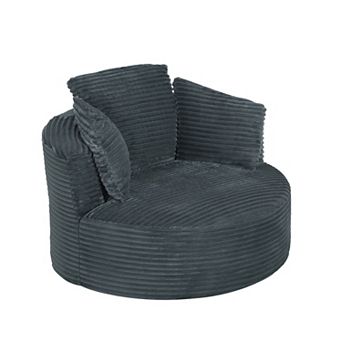 Trikiousd Compressible Corduroy Accent Chair Modern Cushioned Backrest Round Sofa