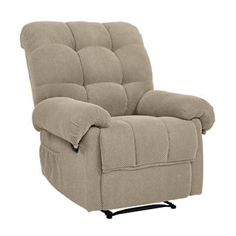 Trikiousd Overstuffed Manual Recliner Chair with Padded Footrest Upholstered Accent Reading Chair