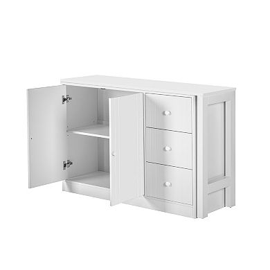 Trikiousd Wooden Sideboard with Pull-Out Dining Table, Buffet Storage Cabinet with 3 Drawers