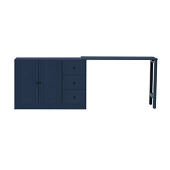 Trikiousd Wooden Sideboard with Pull-Out Dining Table, Buffet Storage Cabinet with 3 Drawers