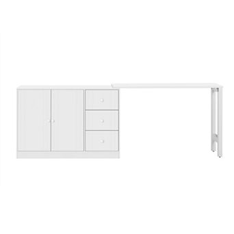 Trikiousd Wooden Sideboard with Pull-Out Dining Table, Buffet Storage Cabinet with 3 Drawers