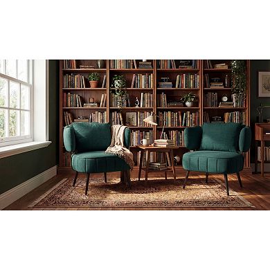 Trikiousd Corduroy Barrel Accent Chair with Pocket Coil Support