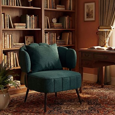 Trikiousd Corduroy Barrel Accent Chair with Pocket Coil Support