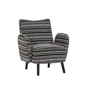 Trikiousd Modern Armchair Upholstered Accent Chair with Side Pocket and Wooden Legs
