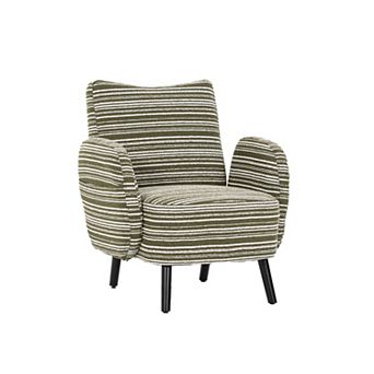 Trikiousd Modern Armchair Upholstered Accent Chair with Side Pocket and Wooden Legs