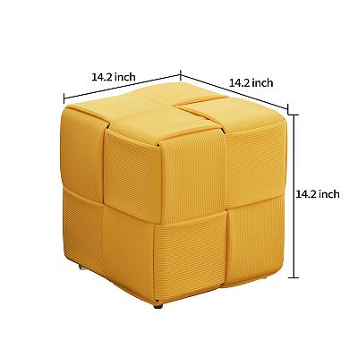 Trikiousd Woven Design Ottoman Square Corduroy Footstool Sofa Stool
