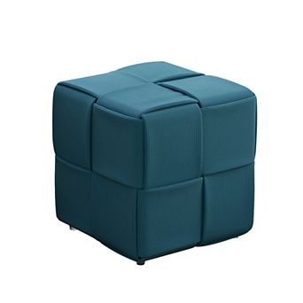 Trikiousd Woven Design Ottoman Square Corduroy Footstool Sofa Stool