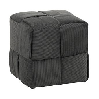 Trikiousd Woven Design Ottoman Square Corduroy Footstool Sofa Stool