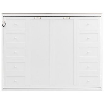 Trikiousd Murphy Bed LED Folded Platform Bed Hidden Wall Bed Cabinet