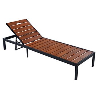 Trikiousd Outdoor Chaise Lounge Chair, 6-Position Adjustable Patio Recliner Pool Lounge Chair