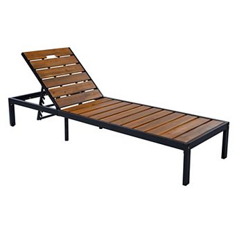 Trikiousd Outdoor Chaise Lounge Chair, 6-Position Adjustable Patio Recliner Pool Lounge Chair
