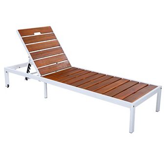 Trikiousd Outdoor Chaise Lounge Chair, 6-Position Adjustable Patio Recliner Pool Lounge Chair