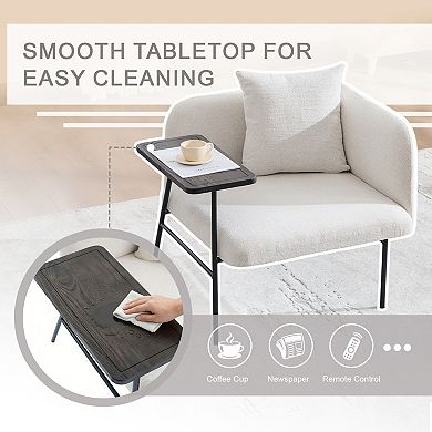 Trikiousd Modern Leisure Lounge Chair with Side Pocket Small Table Metal Frame Accent Chair