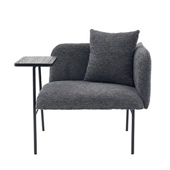 Trikiousd Modern Leisure Lounge Chair with Side Pocket Small Table Metal Frame Accent Chair