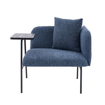 Trikiousd Modern Leisure Lounge Chair with Side Pocket Small Table Metal Frame Accent Chair