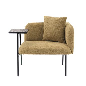 Trikiousd Modern Leisure Lounge Chair with Side Pocket Small Table Metal Frame Accent Chair