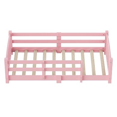 Trikiousd Montessori Floor Bed Solid Wood Platform Bed Toddler Bed Low Profile Bed Frame
