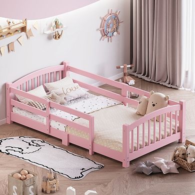 Trikiousd Montessori Floor Bed Solid Wood Platform Bed Toddler Bed Low Profile Bed Frame