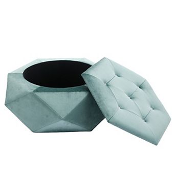 Trikiousd Velvet Polygon Storage Ottoman Hexagon Footrest Diamond Tufted Accent Stool