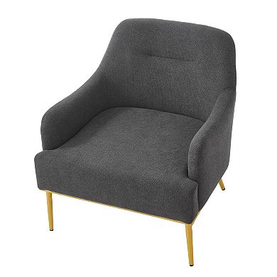 Trikiousd Modern Accent Chair Upholstered Chenille Armchair with Curved Back and Metal Legs