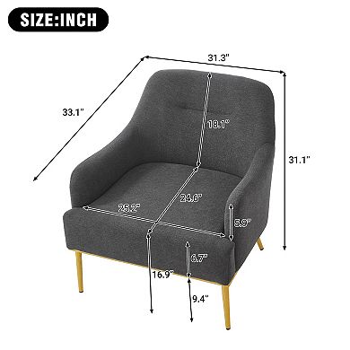 Trikiousd Modern Accent Chair Upholstered Chenille Armchair with Curved Back and Metal Legs