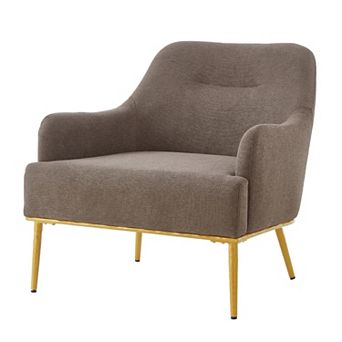 Trikiousd Modern Accent Chair Upholstered Chenille Armchair with Curved Back and Metal Legs