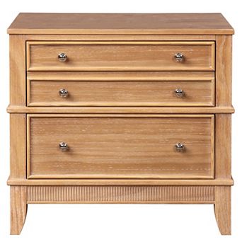 Trikiousd Wooden Bed Side Table Farmhouse Nightstand 3-Drawer Side Table for Living Room Bedroom