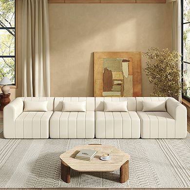 Trikiousd 145" Modular Sectional Sofa, Full Compressed L-Shaped Couch