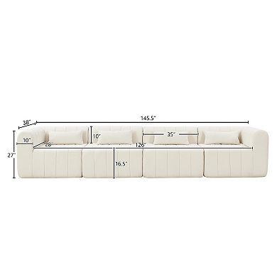 Trikiousd 145" Modular Sectional Sofa, Full Compressed L-Shaped Couch