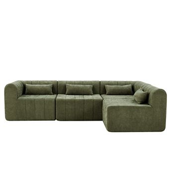 Trikiousd 145" Modular Sectional Sofa, Full Compressed L-Shaped Couch