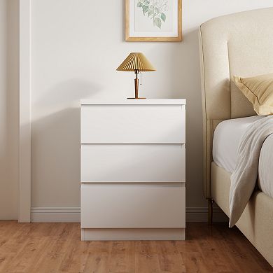Trikiousd 3 Drawers Dressers Bedside Table for Bedroom, Modern Small Nightstand End Table