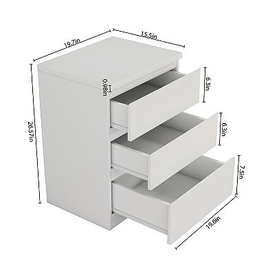 Trikiousd 3 Drawers Dressers Bedside Table for Bedroom, Modern Small Nightstand End Table